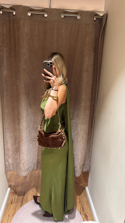 ASYMMETRISCHES KLEID MIT SCHAL DETAIL KROKODIL