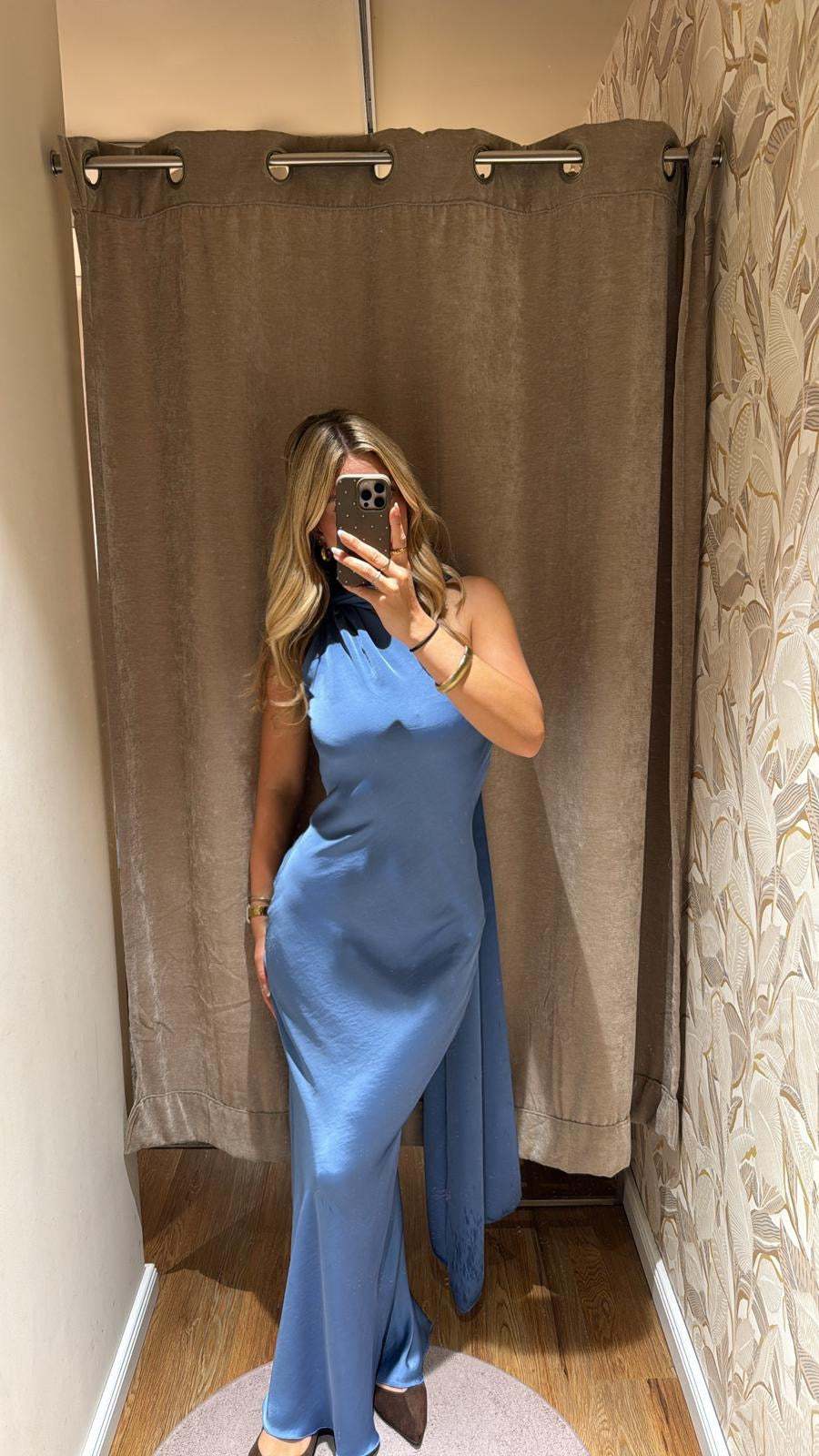 ASYMMETRISCHES KLEID MIT SCHAL DETAIL HIMMELBLAU